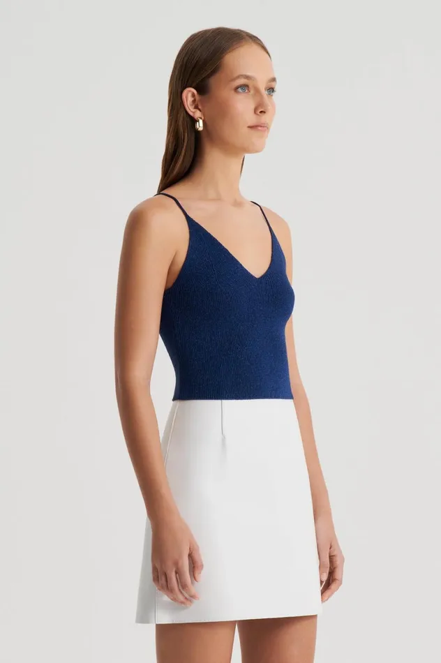 Tops Women Scanlan Theodore METALLIC KNIT CAMISOLE Navy Tops Women Scanlan Theodore METALLIC KNIT CAMISOLE Navy