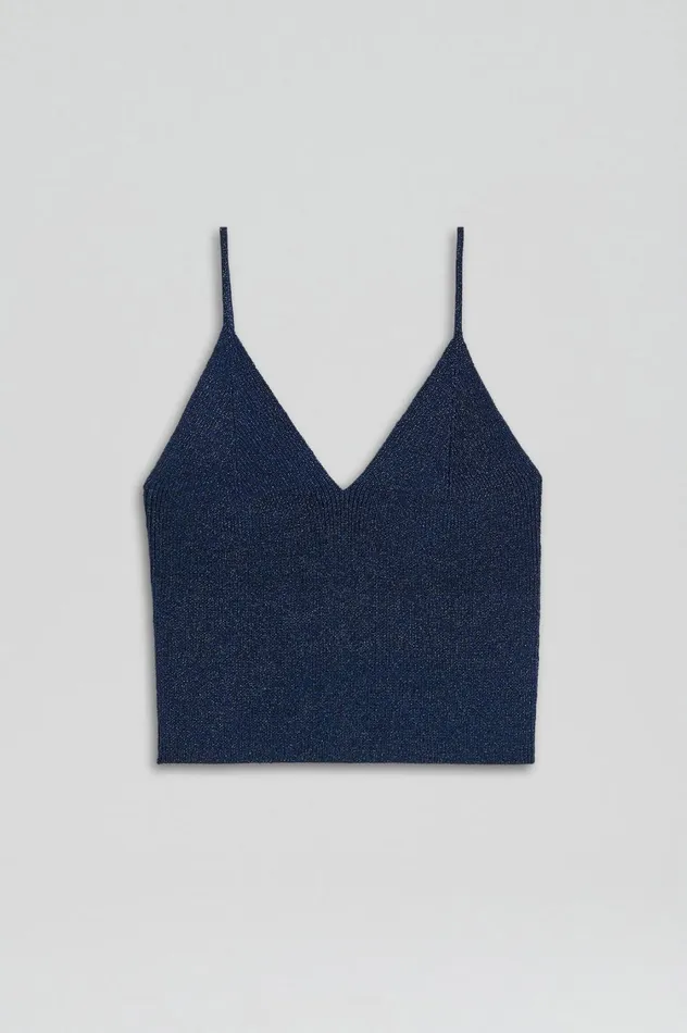 Tops Women Scanlan Theodore METALLIC KNIT CAMISOLE Navy Tops Women Scanlan Theodore METALLIC KNIT CAMISOLE Navy