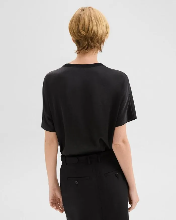 Tops Women Theory Dolman Sleeve Tee In Recycled Satin Black