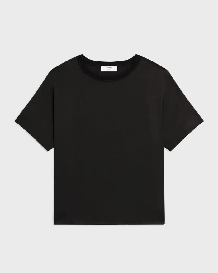 Tops Women Theory Dolman Sleeve Tee In Recycled Satin Black