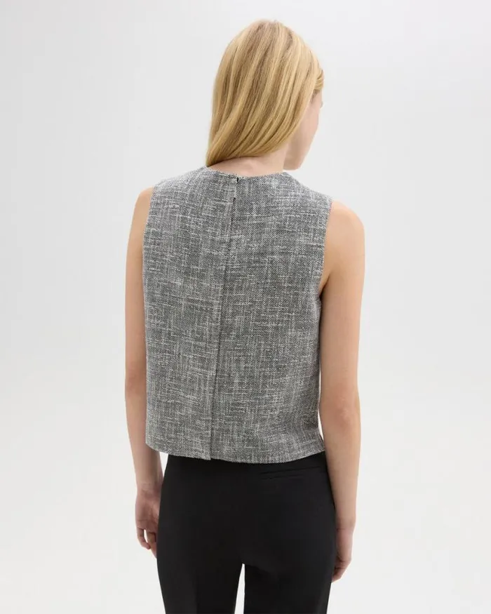 Tops Women Theory Shell Top In Canvas Tweed Black Multi Tops Women Theory Shell Top In Canvas Tweed Black Multi
