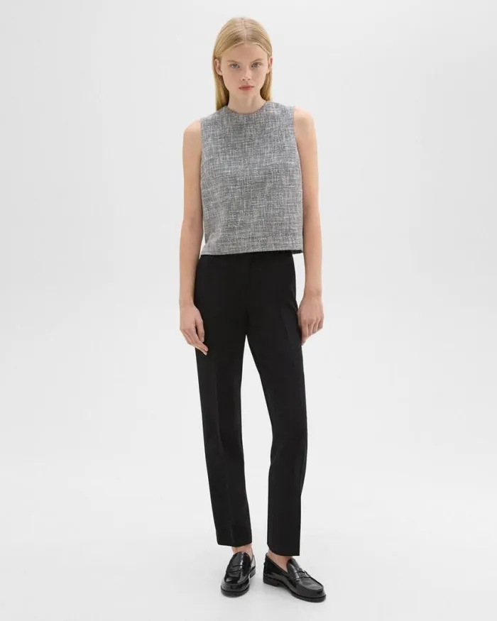 Tops Women Theory Shell Top In Canvas Tweed Black Multi Tops Women Theory Shell Top In Canvas Tweed Black Multi