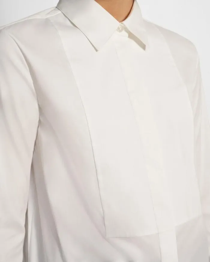 Tops Women Theory Tuxedo Shirt In Good Cotton White