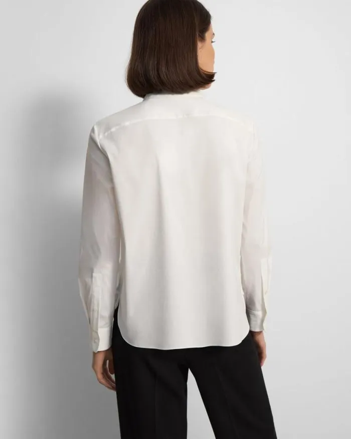 Tops Women Theory Tuxedo Shirt In Good Cotton White