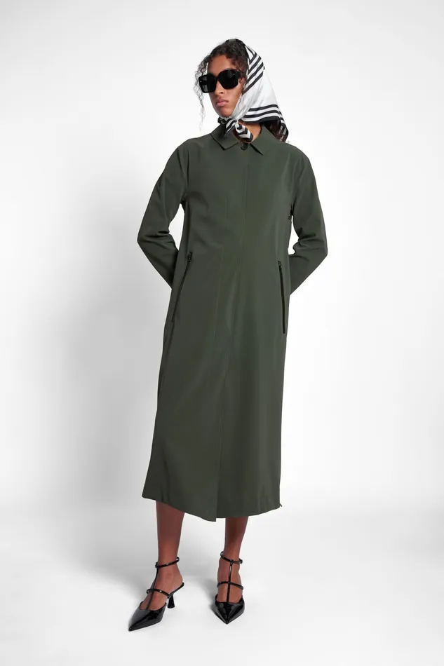 Trench Coats Women Stutterheim Hornstull Matte Long Raincoat Green