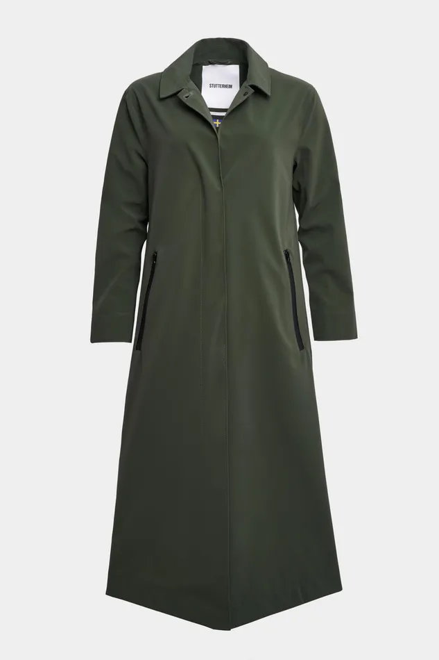 Trench Coats Women Stutterheim Hornstull Matte Long Raincoat Green