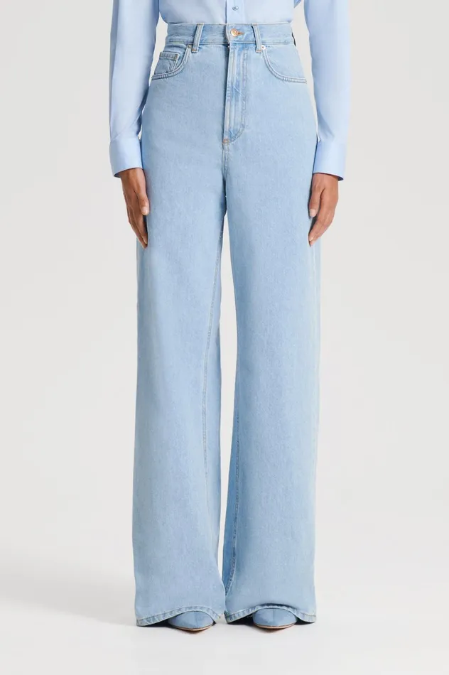 Trousers Women Scanlan Theodore DENIM DRAPE LEG JEAN Lightindigo1175 Trousers Women Scanlan Theodore DENIM DRAPE LEG JEAN Lightindigo1175
