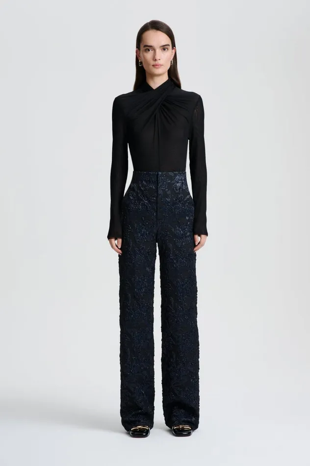 Trousers Women Scanlan Theodore FRENCH JACQUARD TROUSER Black