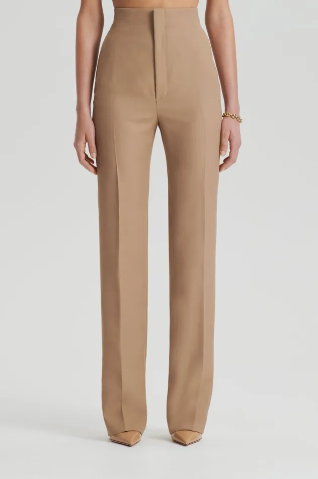 Trousers Women Scanlan Theodore WOOL BARATHEA SLIM TROUSER Camel Trousers Women Scanlan Theodore WOOL BARATHEA SLIM TROUSER Camel