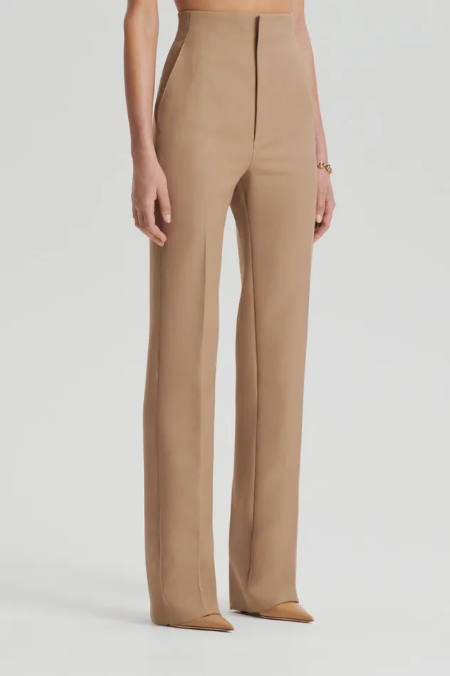 Trousers Women Scanlan Theodore WOOL BARATHEA SLIM TROUSER Camel Trousers Women Scanlan Theodore WOOL BARATHEA SLIM TROUSER Camel