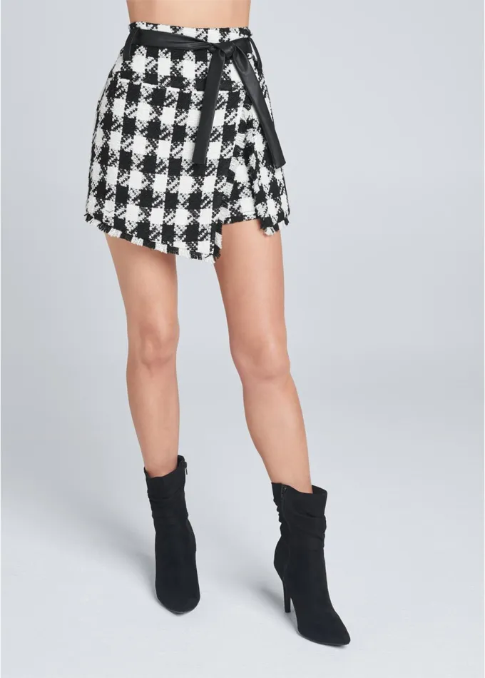 TWEED SKORT WITH BELT Black and White Women VENUS Shorts