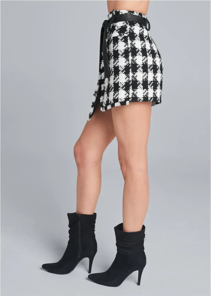 TWEED SKORT WITH BELT Black and White Women VENUS Shorts