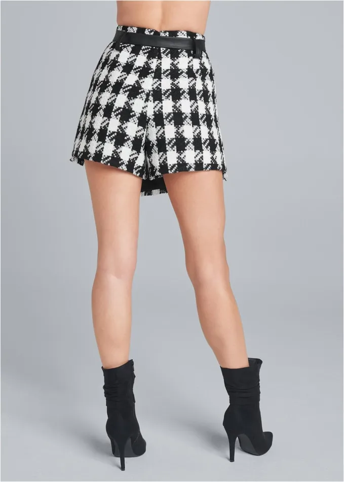 TWEED SKORT WITH BELT Black and White Women VENUS Shorts