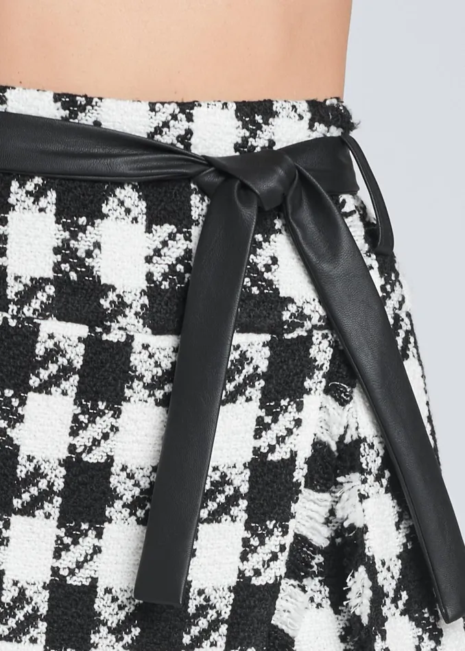 TWEED SKORT WITH BELT Black and White Women VENUS Shorts