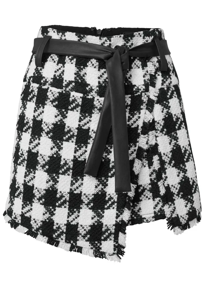 TWEED SKORT WITH BELT Black and White Women VENUS Shorts