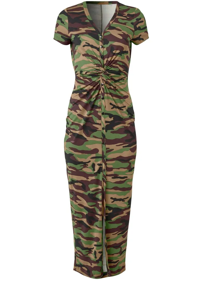 TWIST FRONT CAMO MAXI DRESS Olive Multi Women VENUS Sundresses