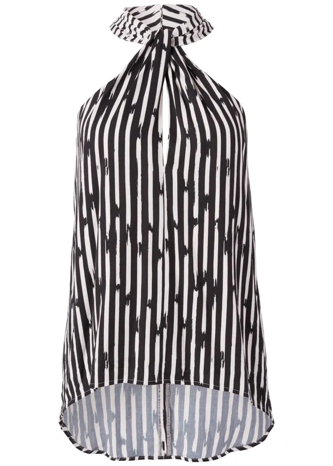 TWIST NECK STRIPE TOP White and Black Women VENUS Sleeveless Tops