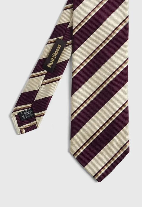 Two Color Repp Stripe Tie Olive Mens Ties Paulstuart