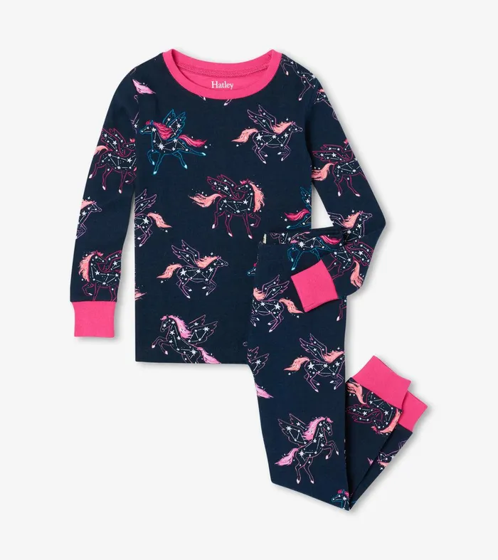 Unicorn Constellations Organic Cotton Raglan Kids Pajama Set Hatley