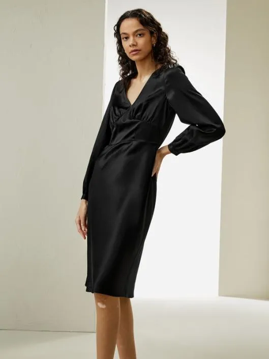 VNeck Silk Waisted Dress Women Jumpsuits Lilysilk Dresses