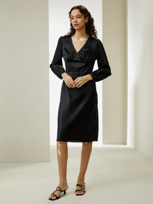 VNeck Silk Waisted Dress Women Jumpsuits Lilysilk Dresses