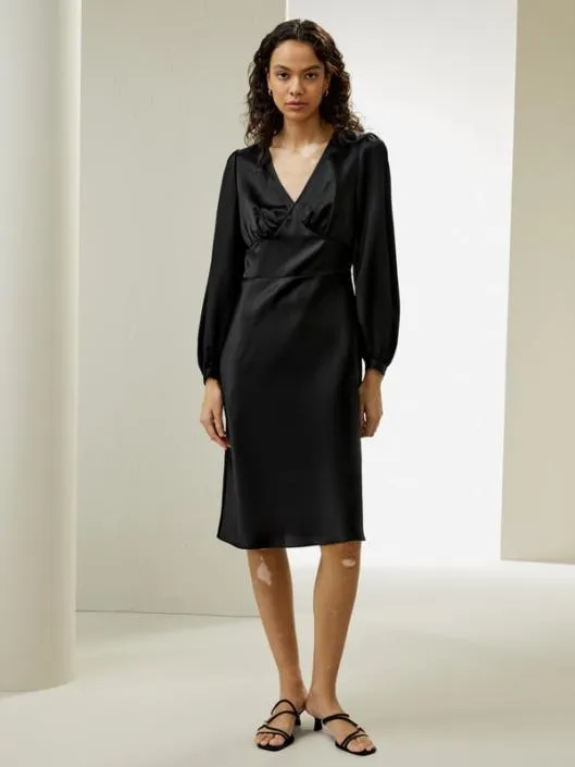 VNeck Silk Waisted Dress Women Jumpsuits Lilysilk Dresses