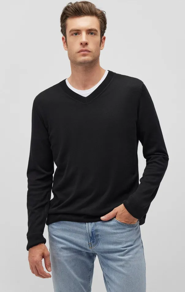 VNeck Sweater In Black Men Mavi Jeans Sweaters