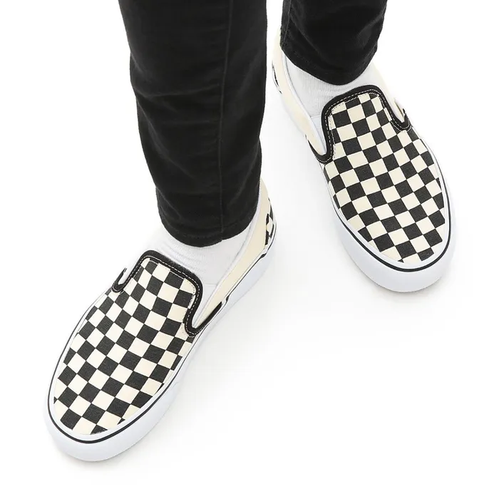 Vans Classics Women Checkerboard Classic SlipOn Platform Shoes Black White