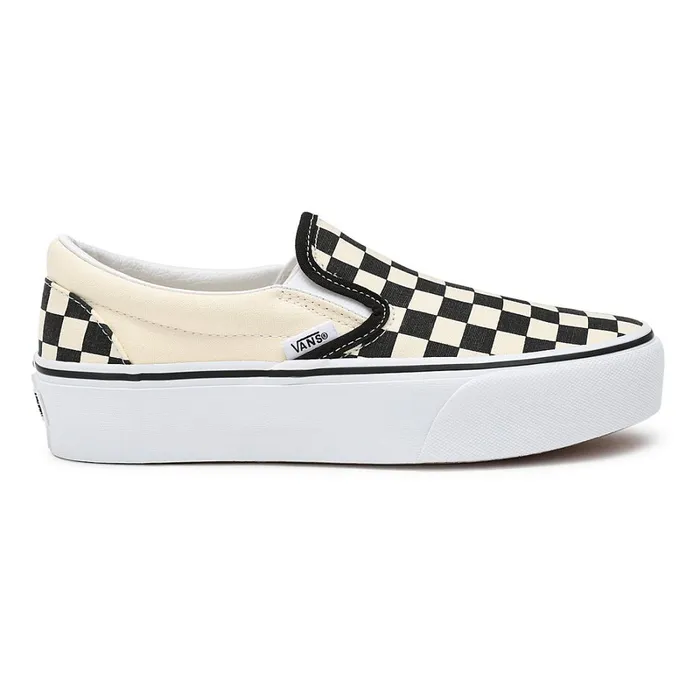 Vans Classics Women Checkerboard Classic SlipOn Platform Shoes Black White