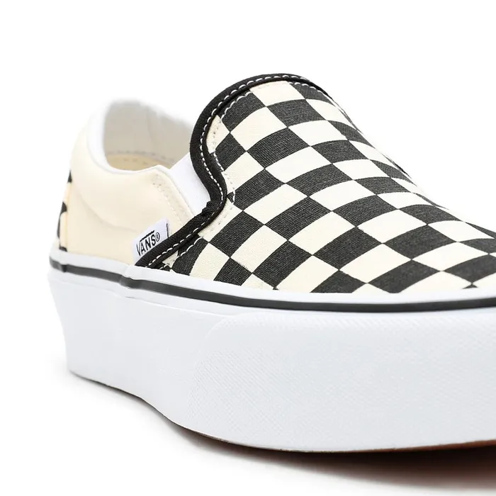 Vans Classics Women Checkerboard Classic SlipOn Platform Shoes Black White