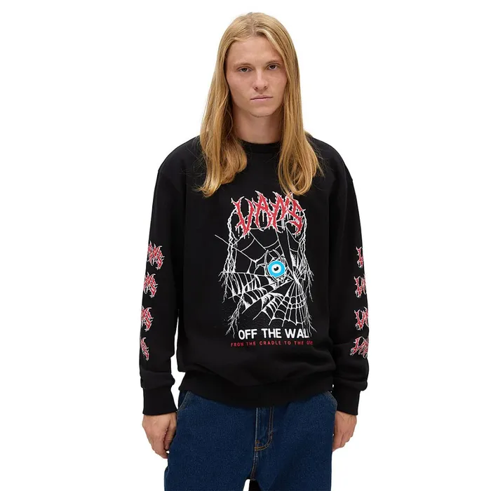 Vans Hoodies and Sweatshirts Men To The Grave Relaxed Crew Sweatshirt Black