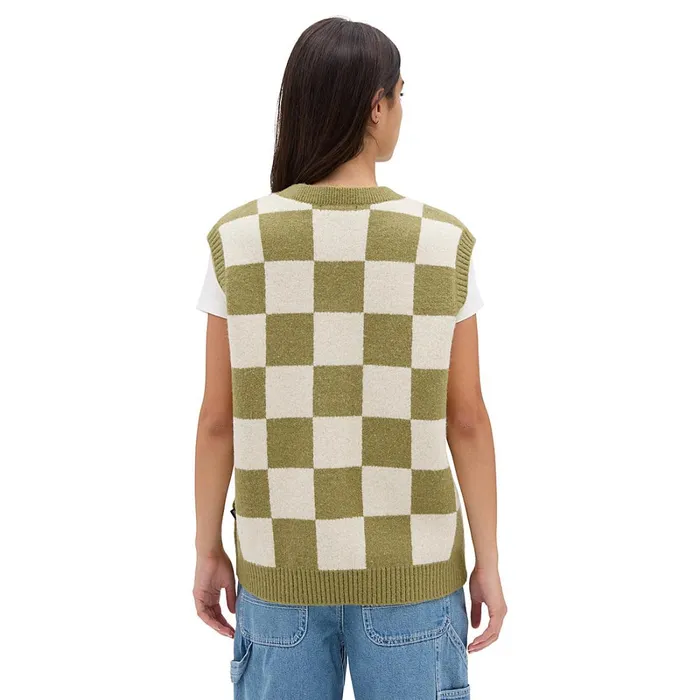 Vans Hoodies and Sweatshirts Women Courtyard Checker Sweater Vest Green