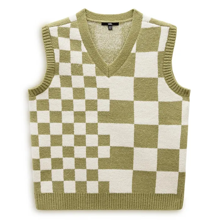 Vans Hoodies and Sweatshirts Women Courtyard Checker Sweater Vest Green
