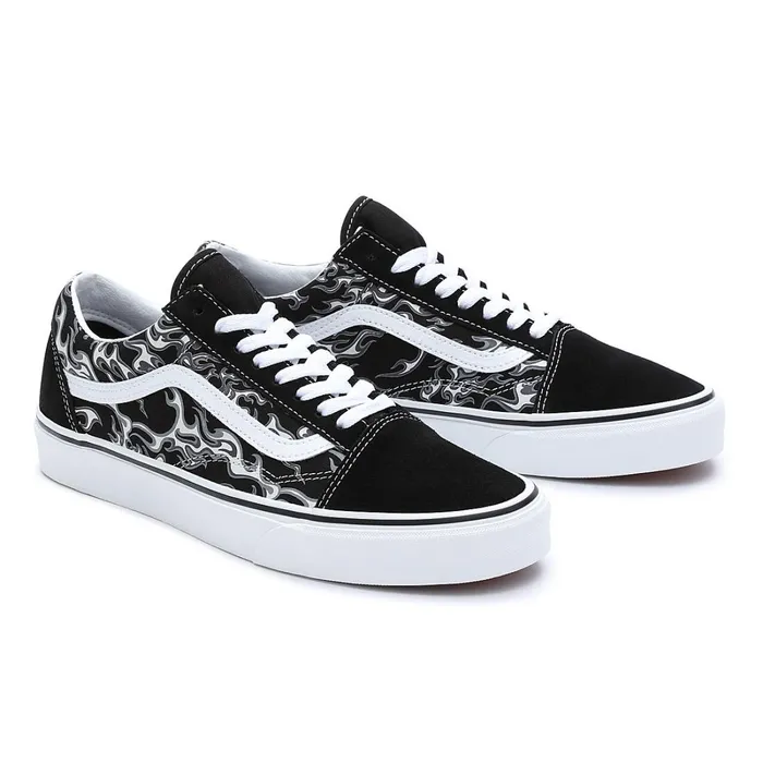 Vans Lowtop Shoes Men Flames Old Skool Shoes Black
