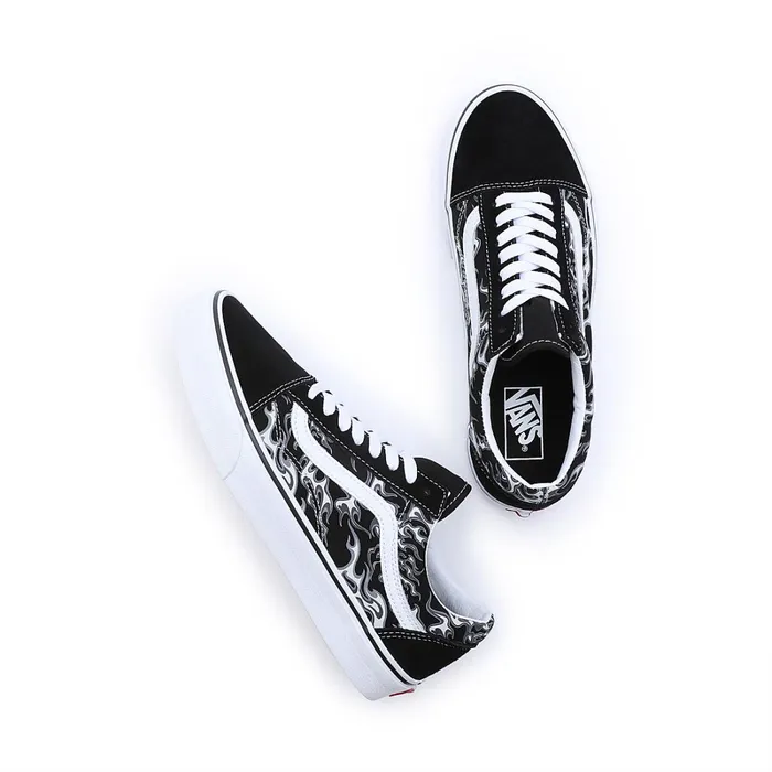 Vans Lowtop Shoes Men Flames Old Skool Shoes Black