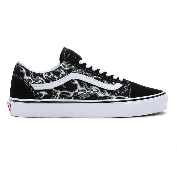 Vans Lowtop Shoes Men Flames Old Skool Shoes Black