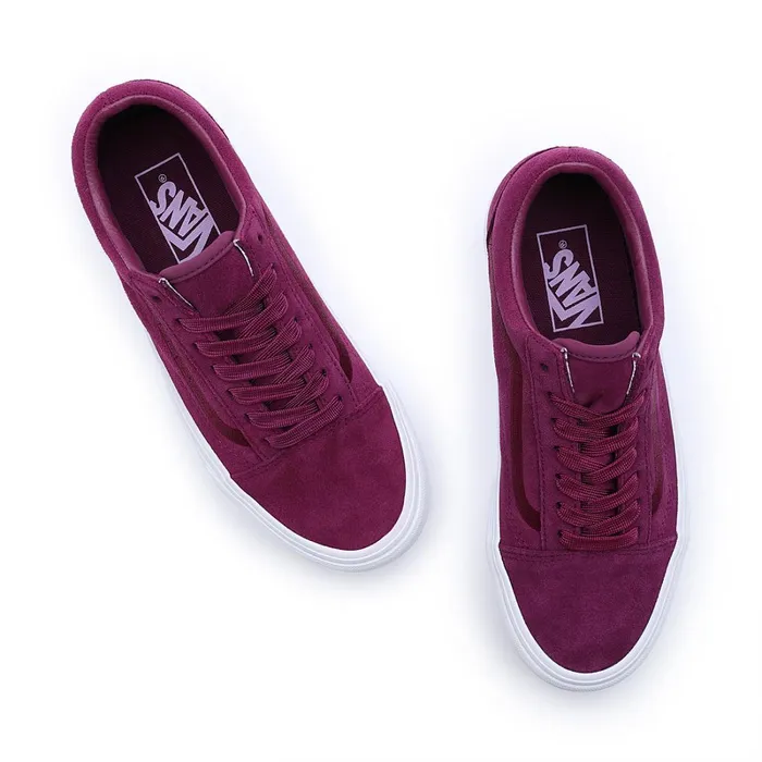 Vans Platform Shoes Women Old Skool Stackform Mono Embroidery Shoes Purple