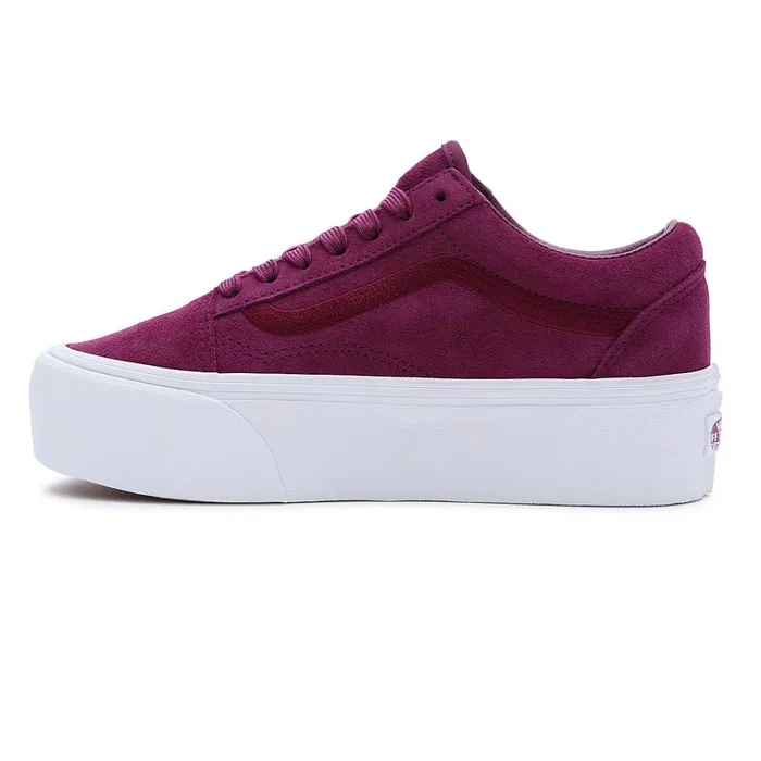 Vans Platform Shoes Women Old Skool Stackform Mono Embroidery Shoes Purple