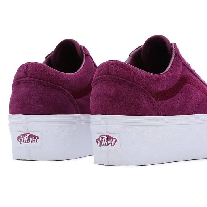 Vans Platform Shoes Women Old Skool Stackform Mono Embroidery Shoes Purple