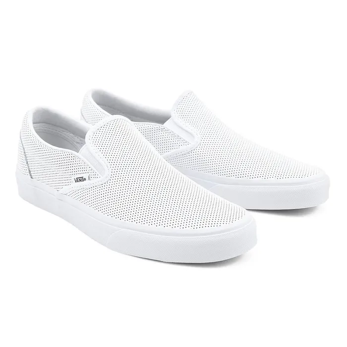 Vans Slipon Shoes Men Perf Leather Classic SlipOn Shoes White