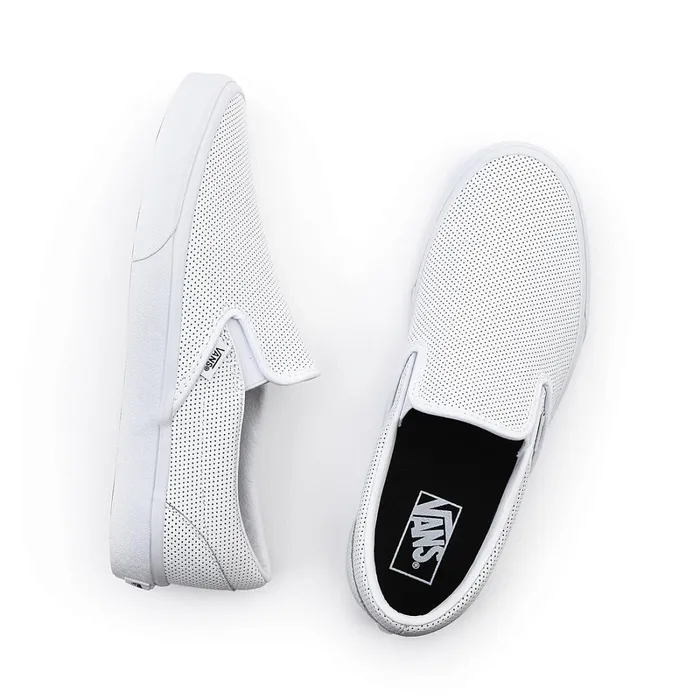 Vans Slipon Shoes Men Perf Leather Classic SlipOn Shoes White