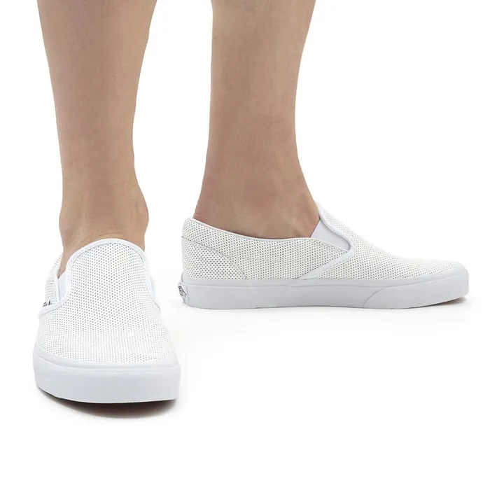 Vans Slipon Shoes Men Perf Leather Classic SlipOn Shoes White