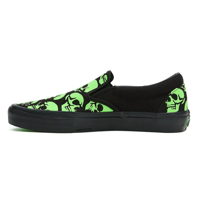 Vans Slipon Shoes Men Skate SlipOn Glow Skulls Shoes Green