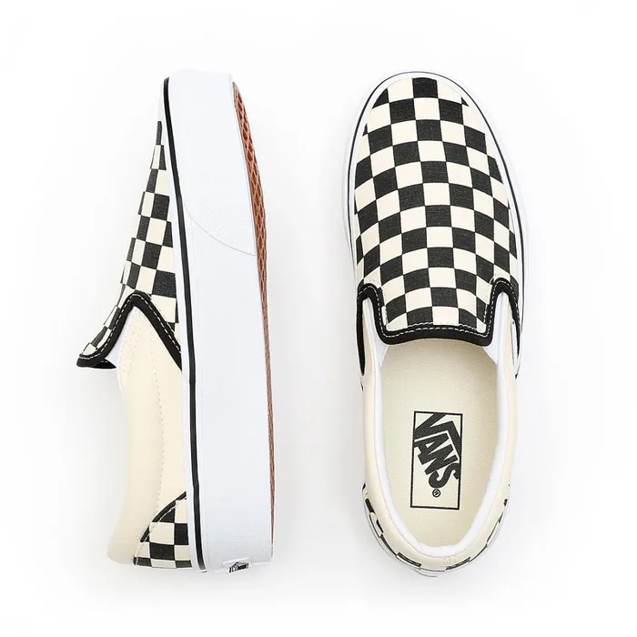 Vans Slipon Shoes Women Checkerboard Classic SlipOn Platform Shoes Black White