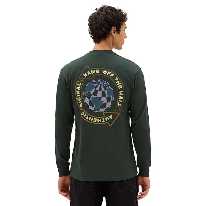 Vans Tshirts and Tanks Men Globe Circle Long Sleeve TShirt Green
