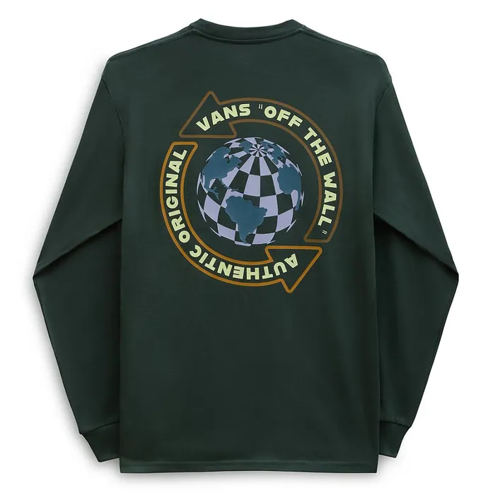 Vans Tshirts and Tanks Men Globe Circle Long Sleeve TShirt Green