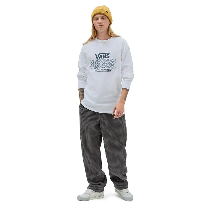 Vans Tshirts and Tanks Men Off The Wall Checker Long Sleeve TShirt White