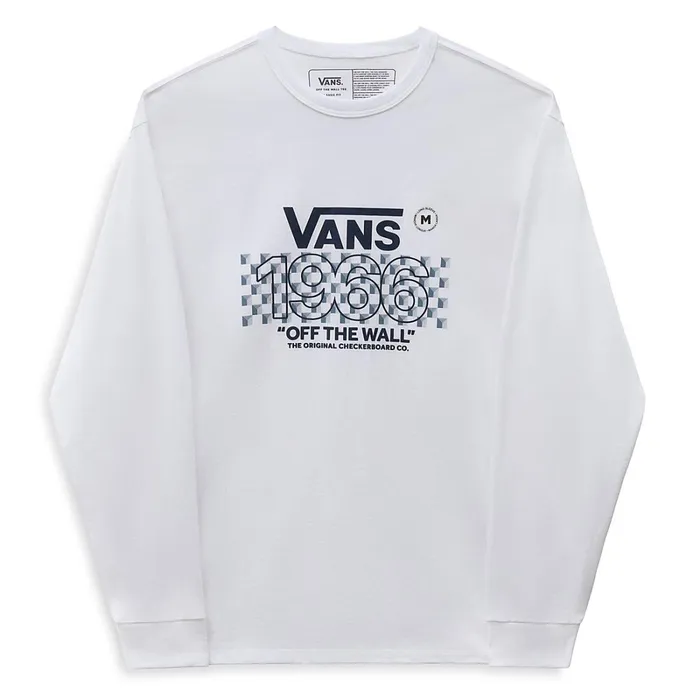 Vans Tshirts and Tanks Men Off The Wall Checker Long Sleeve TShirt White