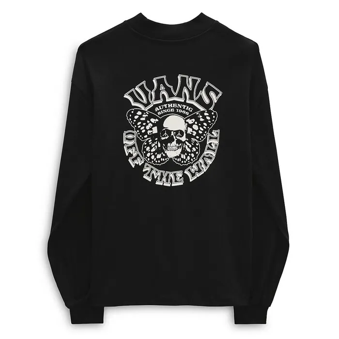 Vans Tshirts and Tops Women SkullflyLong Sleeve Mock Neck Sweatshirt Black