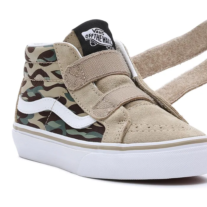 Vans View All Kids Flame Camo SK8Mid Reissue Hook And Loop Shoes 48 Years Brown